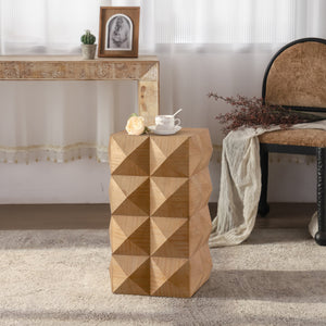 23.62" Height Three-Dimensional Embossed Pattern Wooden Nightstand