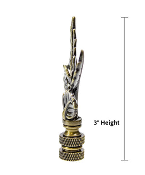 Leaves Lamp Finial Antique Brass Metal 3"h
