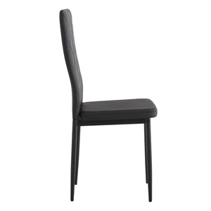 Modern 5 Piece Dining Table Set With Glass Top And Chairs - Black