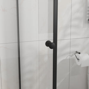 Goodyo - Frameless Corner Shower Door - Matte Black