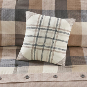 Neutral Herringbone Comforter Set with 15" Drop Bed Skirt - California King