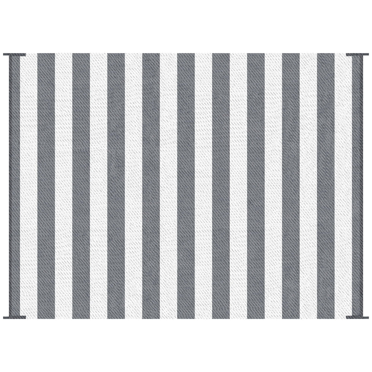 Outsunny - Reversible Outdoor Rug, 9' x 12' Waterproof Plastic Straw Floor Mat, Portable Rv Camping Carpet With Carry Bag, Large Floor Mat For Backyard, Deck, Picnic, Beach - Gray & White Striped