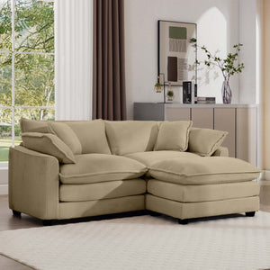 Modern Modular Cushion Sofa Set with Ottoman - Fabric, Multiple Colors