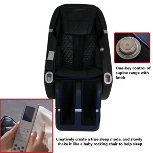 Space Saver Design Zero Gravity Multifunction Massage Chair with SL Type Pulley Guide, Durable Leather, 2D Motor, Black PU