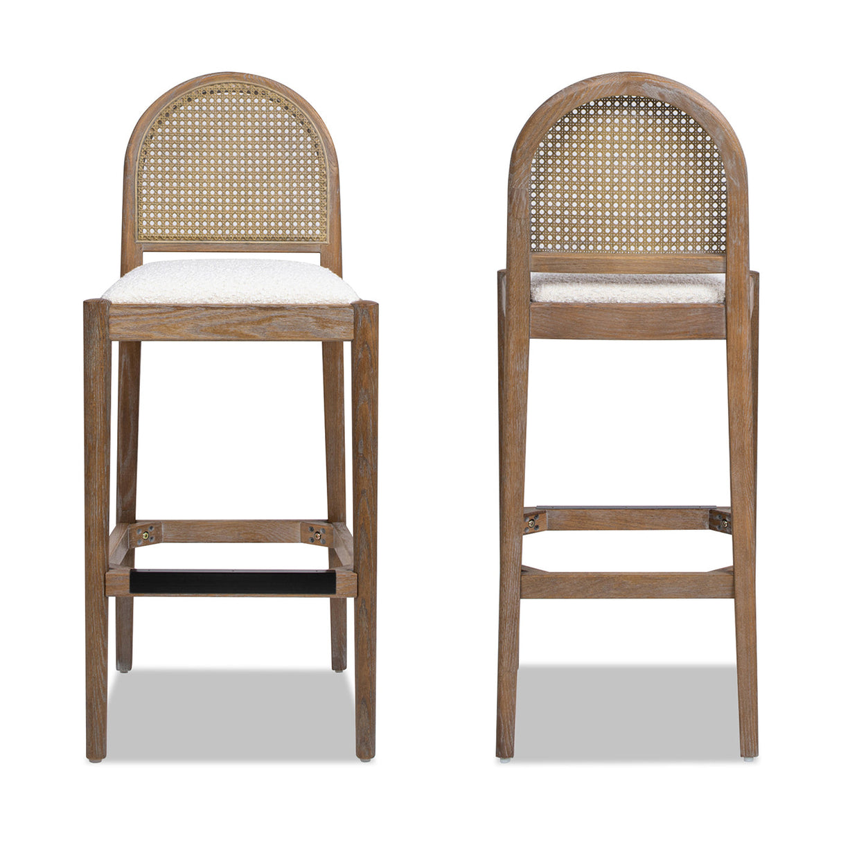 Arlin Upholstered Stool with Curved Back and Footrest, Set of 2