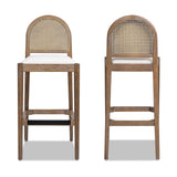 Arlin Upholstered Stool with Curved Back and Footrest, Set of 2