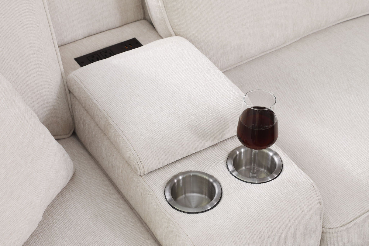 Ted - Sectional Sofa With Ottoman - Beige