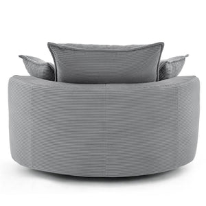 360° Swivel Accent Barrel Chair With Dual Layer Cushion And 3 Removable Pillows