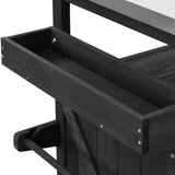 K&K Outdoor Kitchen Island with Rolling Bar Cart and Storage Cabinet