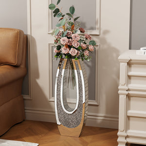 24.01" U-Shaped Floor Vase Shattered Diamond Mirror Surface