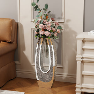 24.01" U-Shaped Floor Vase Shattered Diamond Mirror Surface