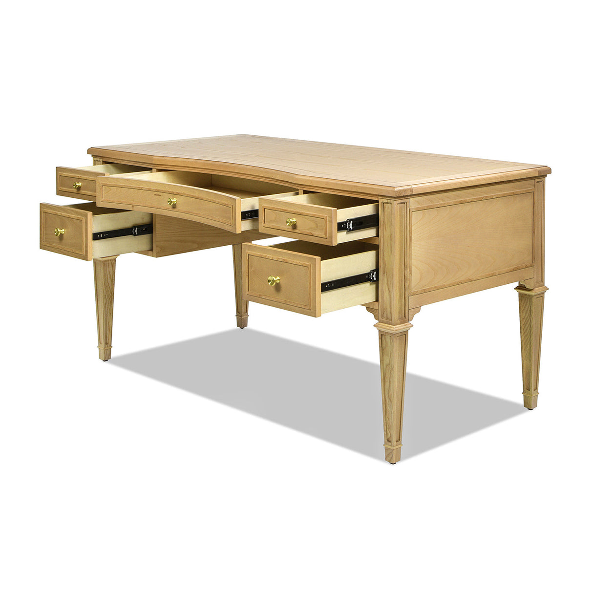 Dauphin Gold Accent 5-Drawer Wood Executive Desk