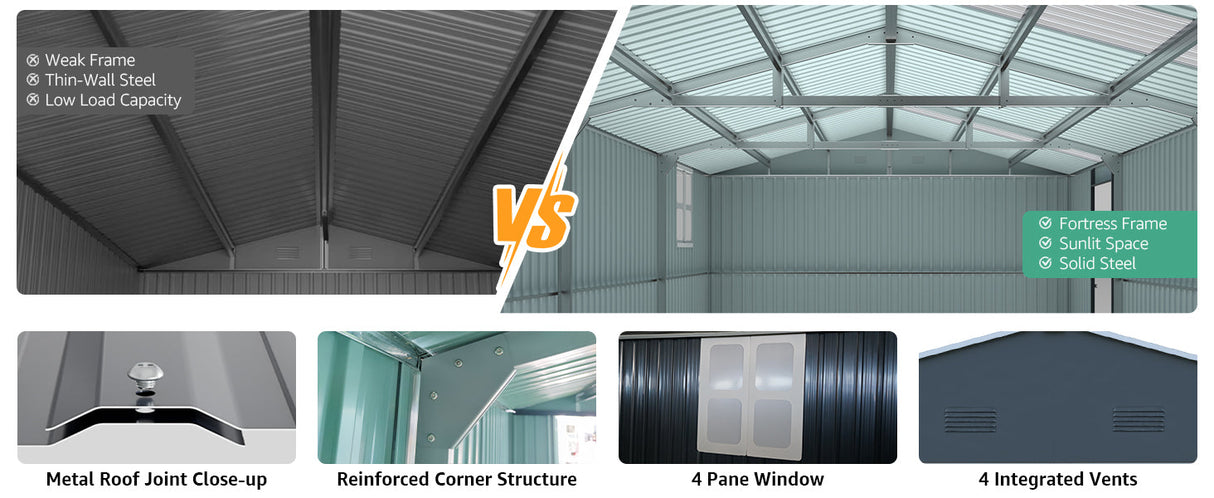 Upgraded 13x20FT Outdoor Storage Shed