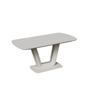 Modern Industrial Style Expandable Dining Table With U Shaped Legs - Antique Gray White