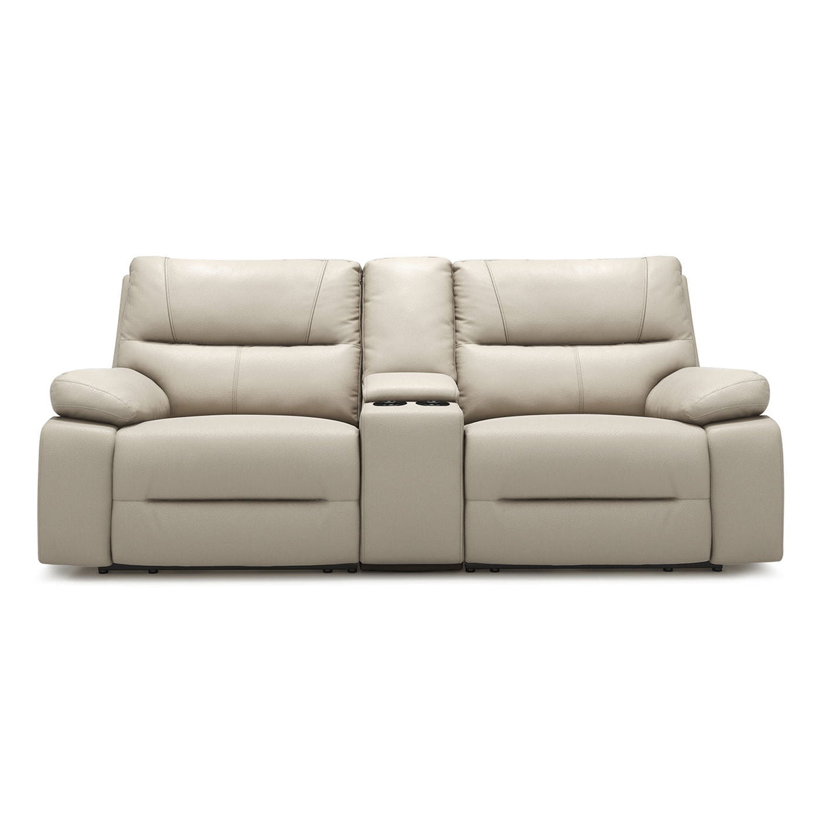 Malibu - Modern Power Motion 3 Piece Reclining Loveseat Sofa With Cup Holders - Cream Taupe Beige