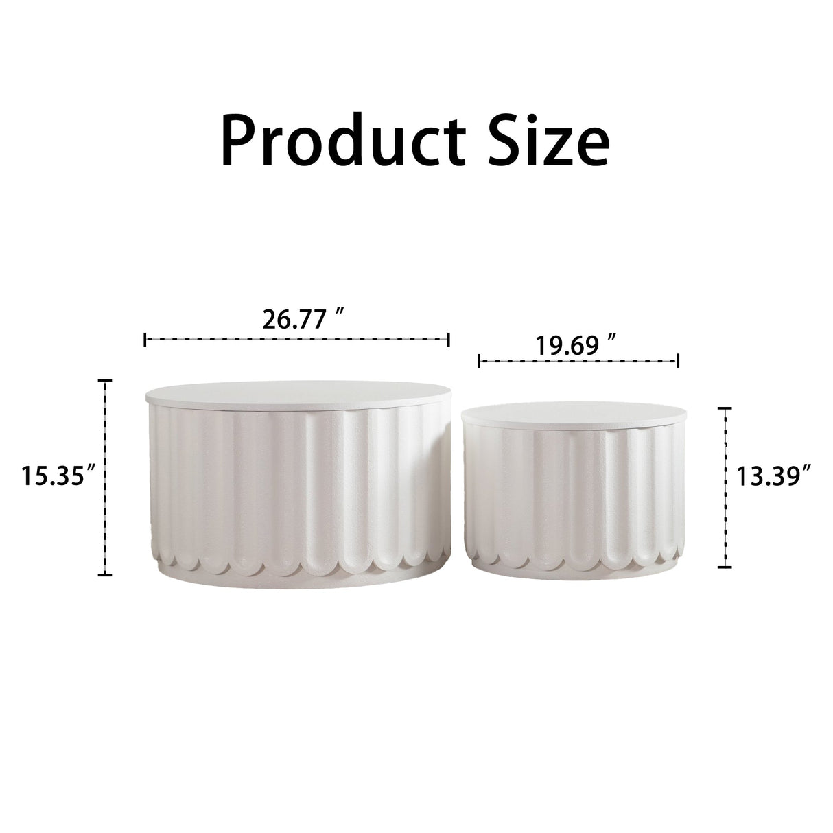 White Round Storage Table Set with Lift-Off Lid
