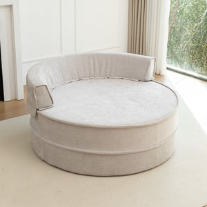 Modern Oversized Round Barrel Accent Chair With Ottoman