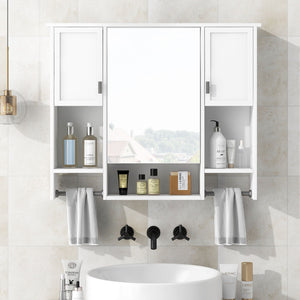 Wall Mounted Bathroom Storage Cabinet With Mirror, Medicine Cabinet With Towel Bar