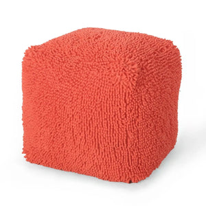 Sunny Square Pouf - Versatile Ottoman or Floor Cushion in Coral
