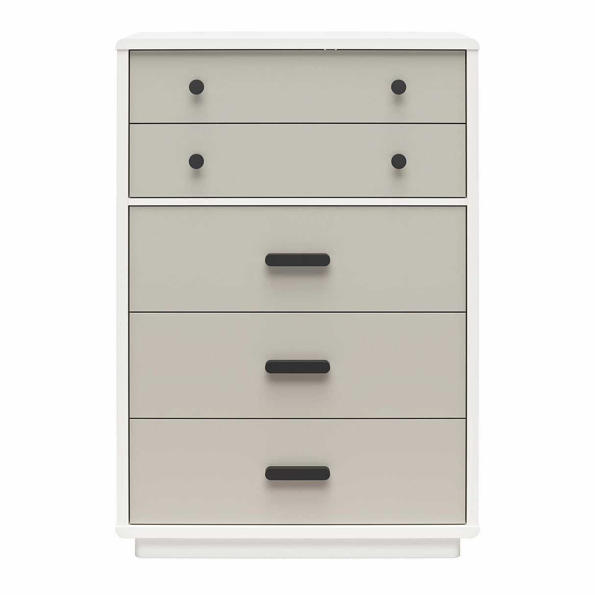 Valencia - 5 Drawer Dresser - White / Gray