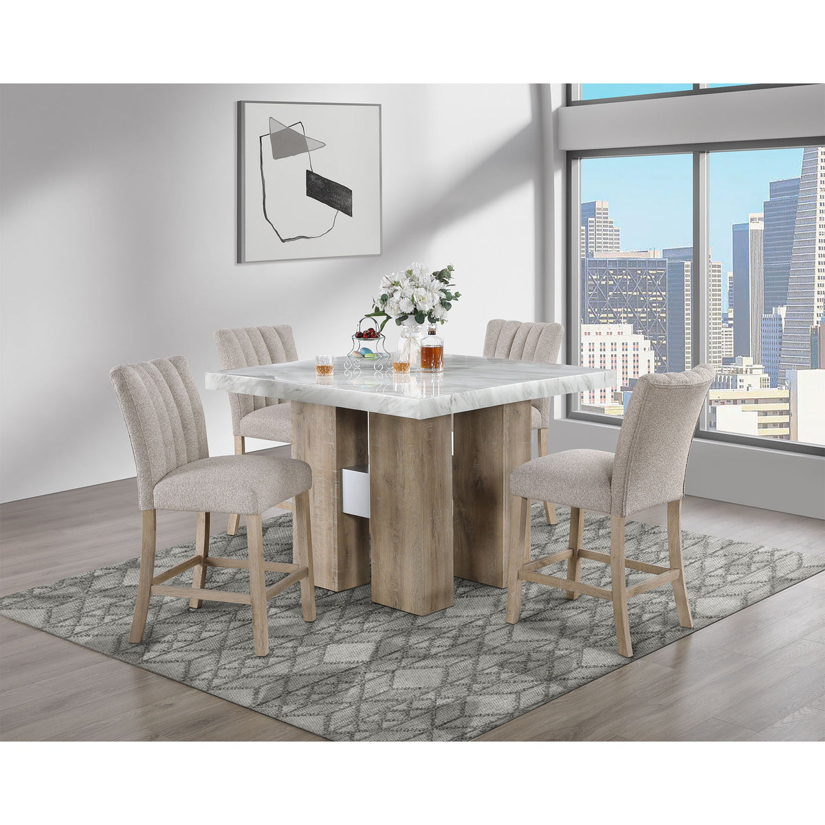 Mikha - Bar Table And 4 Bar Stools