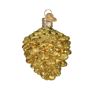 Small Gold Pine Cone Glass Ornament