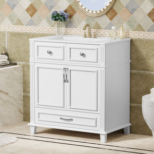 Bathroom Vanity with Sink and Storage Cabinet - White, Blue, or Dark Green