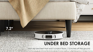 Queen Bed Frame with Linen Storage Headboard in Beige