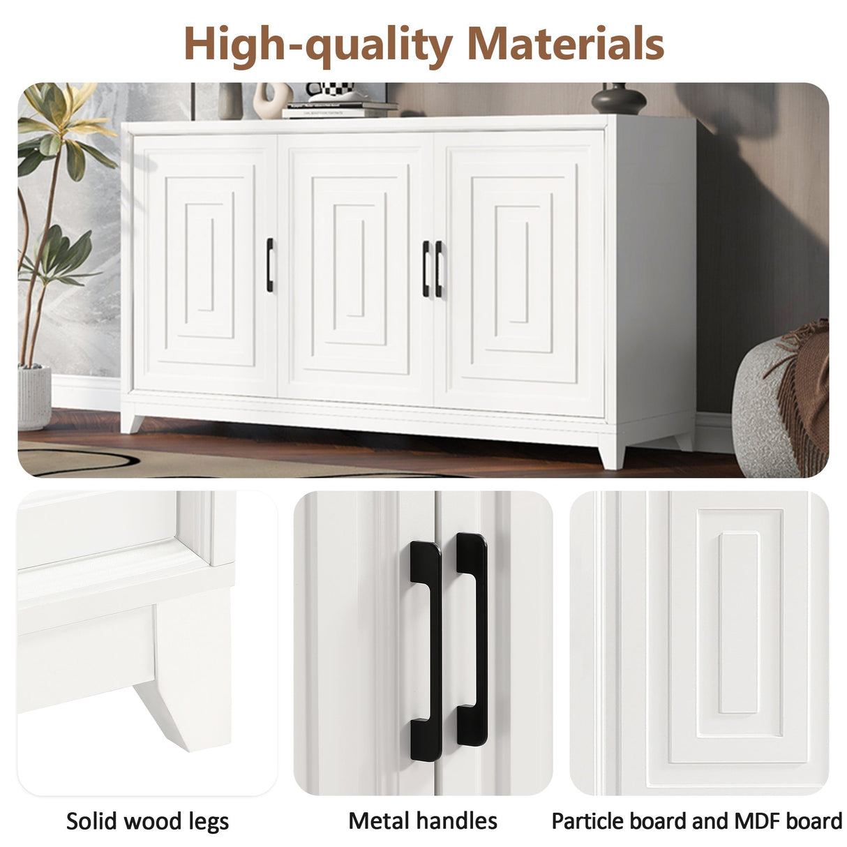 TV Stand for TVs up to 65 Inches, Modern Entertainment Center Media Console Cabinet with 2 Spacious Storage Space, Solid Wood Legs for Living room