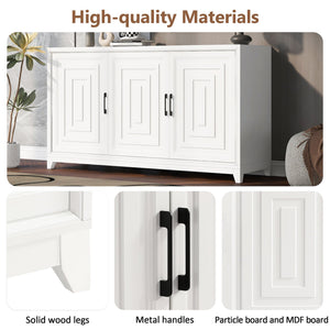 TV Stand for TVs up to 65 Inches, Modern Entertainment Center Media Console Cabinet with 2 Spacious Storage Space, Solid Wood Legs for Living room