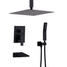 Contemporary Shower System With 12" Rainfall Head And Handheld Spray, Wall Mounted
