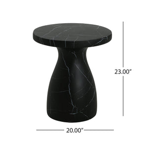 Lightweight Travertine Side Table with Weatherproof Finish – Black or Beige