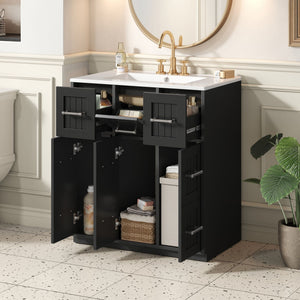 Bathroom Vanity With Undermount Sink, Soft-Close Doors, Drawers, Ceramic Sink
