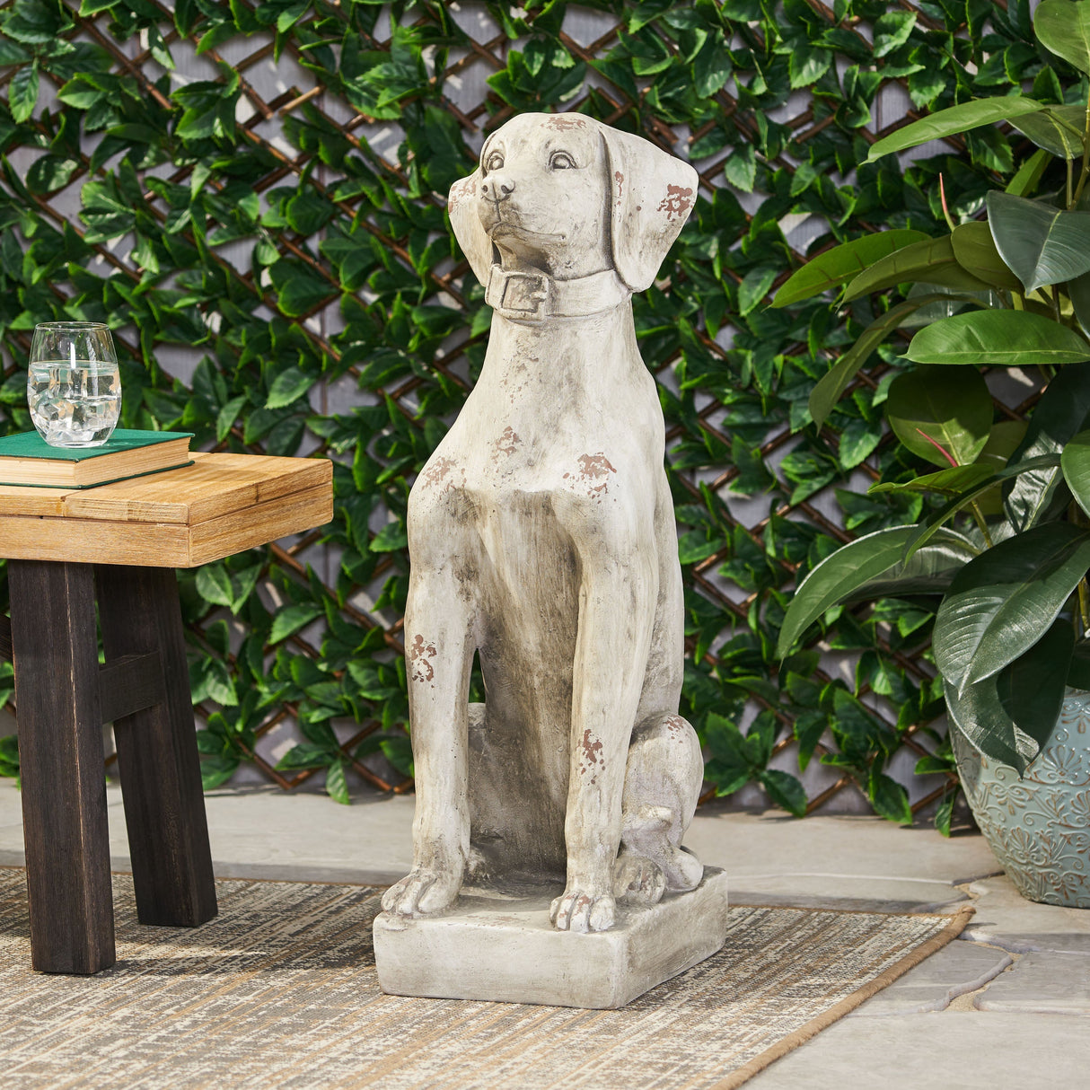 MGO Dog Decor Outdoor Dog Statue, Antique