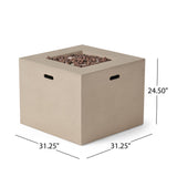 AIDAN 31' Square Fire Pit 40,000 BTU Light Grey Magnesium Oxide 31.25'