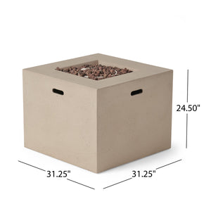 AIDAN 31' Square Fire Pit 40,000 BTU Light Grey Magnesium Oxide 31.25'