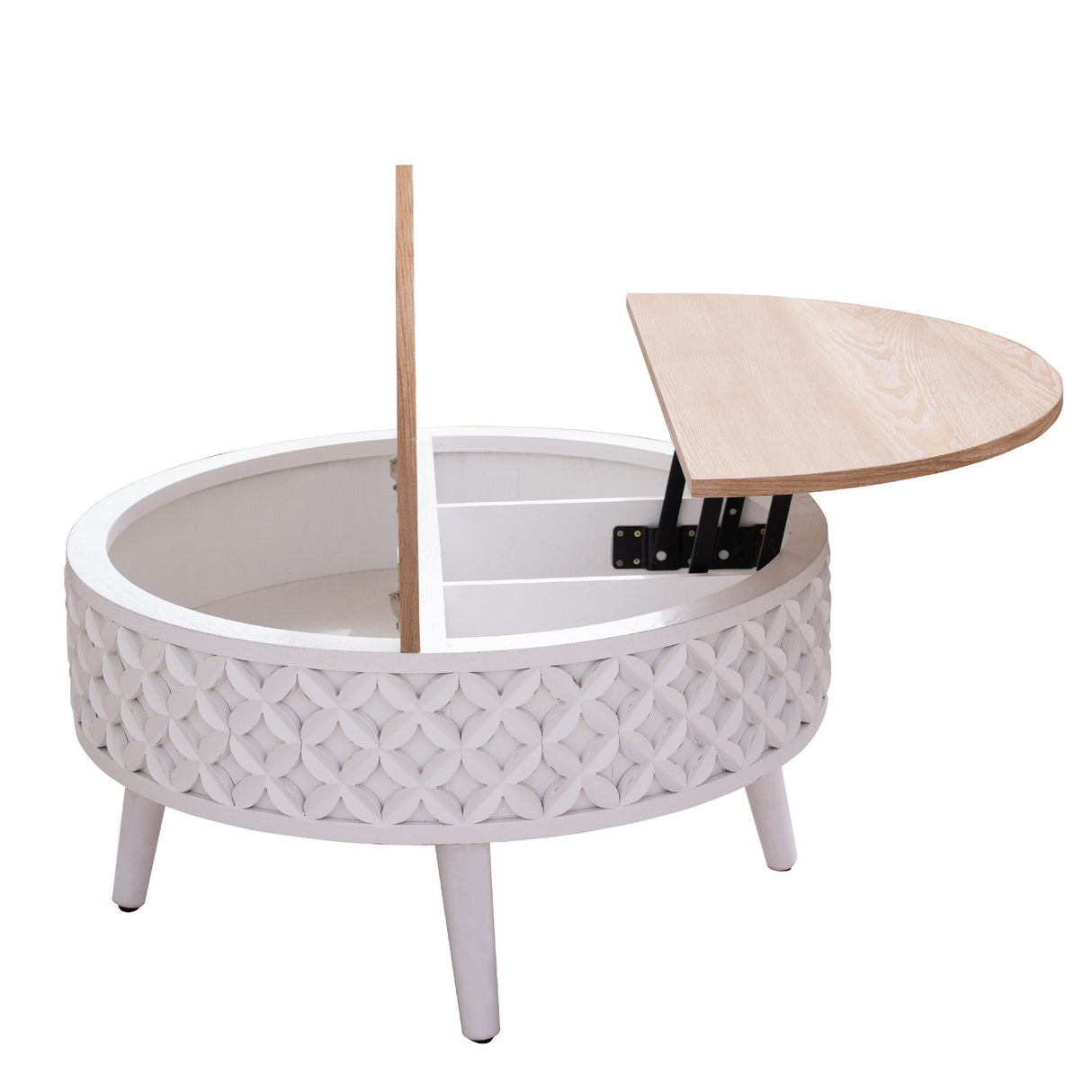 Round Coffee Table with Lift-Top Storage