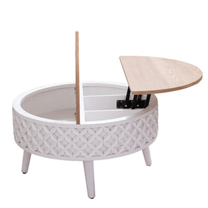 Round Coffee Table with Lift-Top Storage