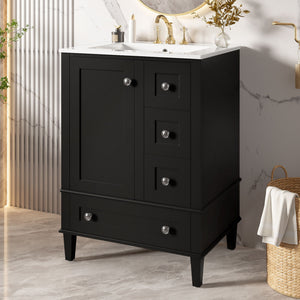 Bathroom Vanity With Integrated Basin, Soft Close Drawers, Door Mounted Double Layer Shelf