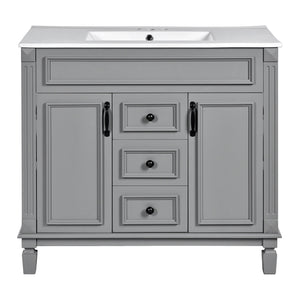 Bathroom Vanity With Top Sink, Basin On Cabinet With 2 Soft Closing Doors And 2 Drawers