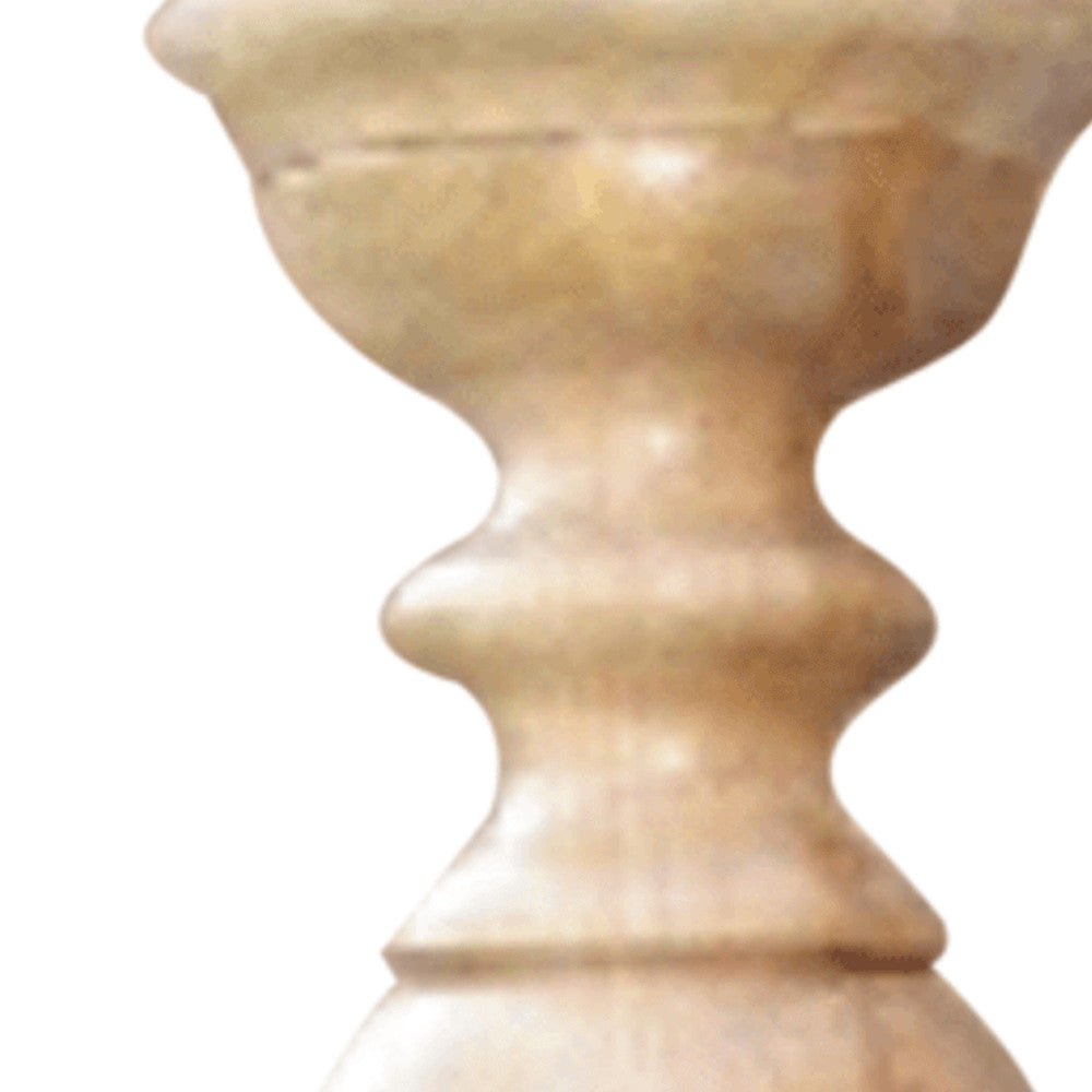 24" Natural Solid Wood Floor Pillar Candle Holder