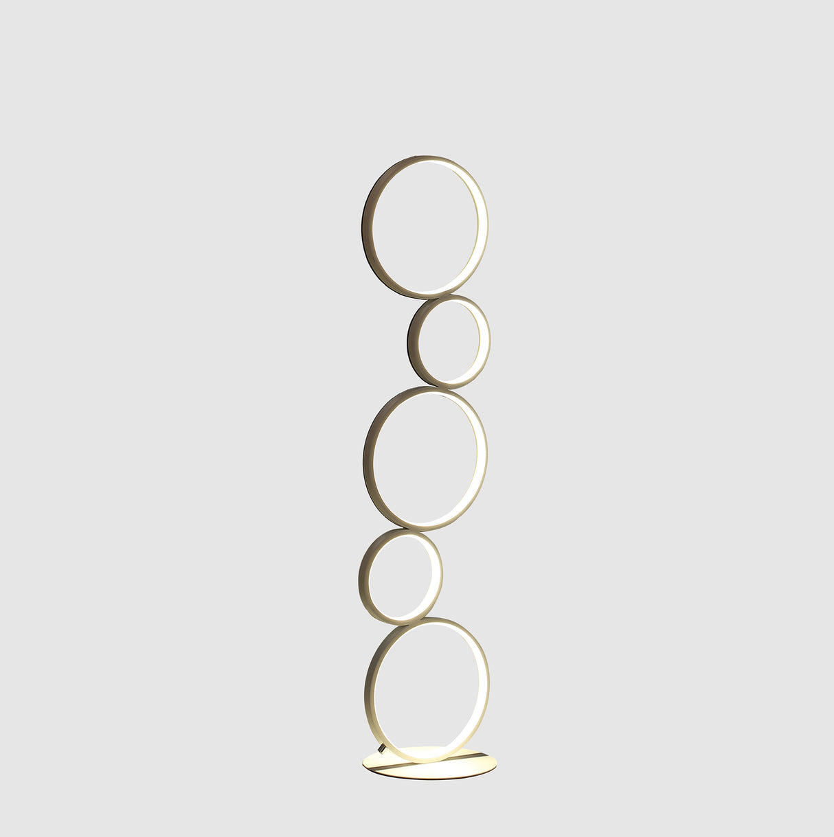 39" White Metal Five Circle Geometric Sculpture LED Table Lamp