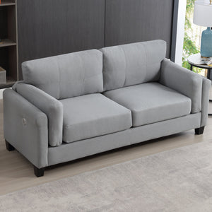 Modern Gray Sofa with Integrated USB and Type-C Charging