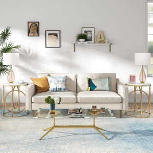 Round End Table - White / Gold
