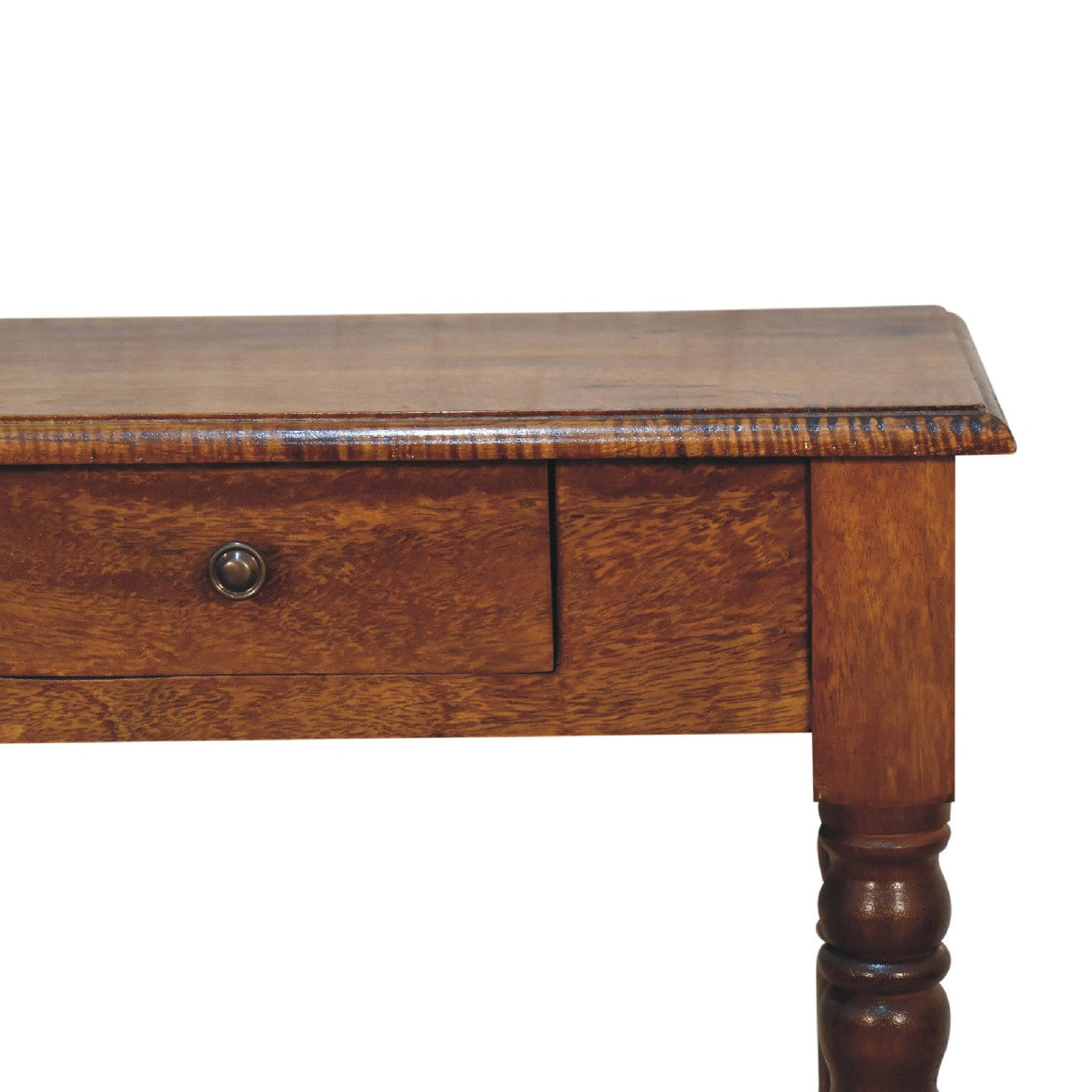 Artisan Furniture Solid Wood Chestnut Turned Leg Writing Desk, 1-Drawer