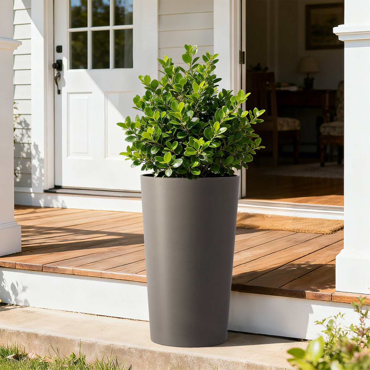 2 Pack Tall 21.7 in Modern Brown Planters for Indoor & Outdoor