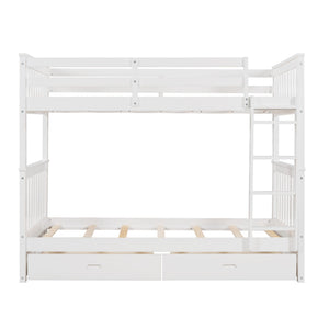 Bunk Bed With Ladders And 2 Storage Drawers