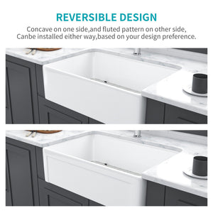 Apron Front Reversible Single Bowl Kitchen Sink & Grid And Strainer