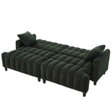 83'' Futon Sofa Bed with Polyester Fabric and 2 PillowsDark Green