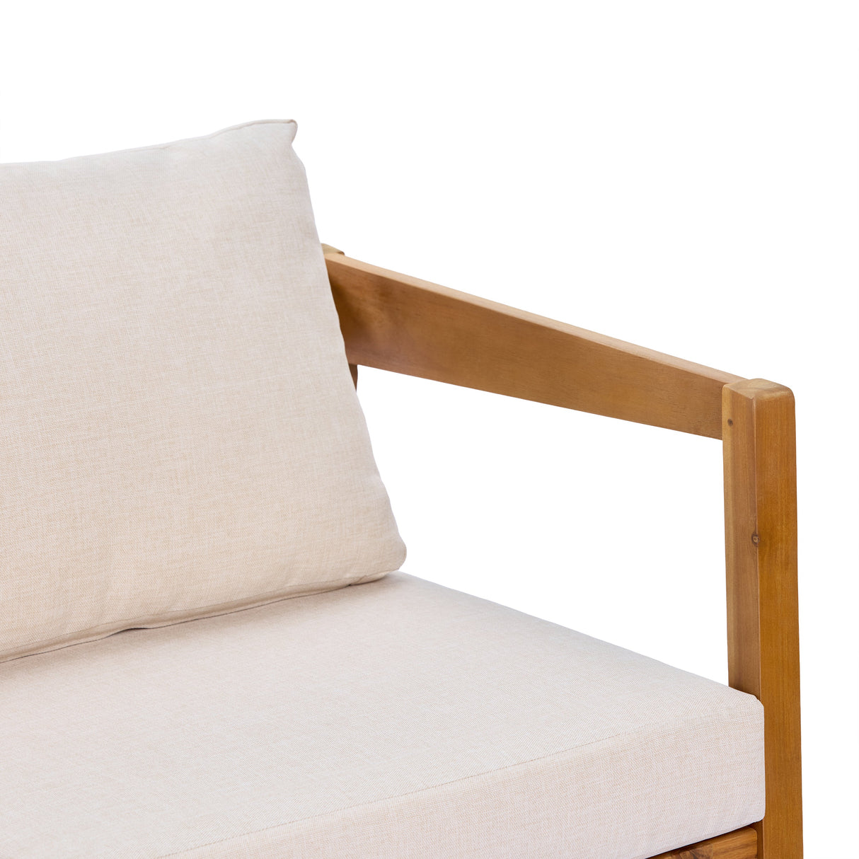 4 Piece Acacia Wood Patio Furniture Set with Soft Cushions